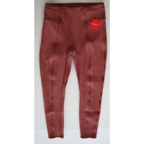Spanx 20322Q Women's Sz S Rich Rose Pink Faux Suede High Waisted Leggings - Picture 3 of 11